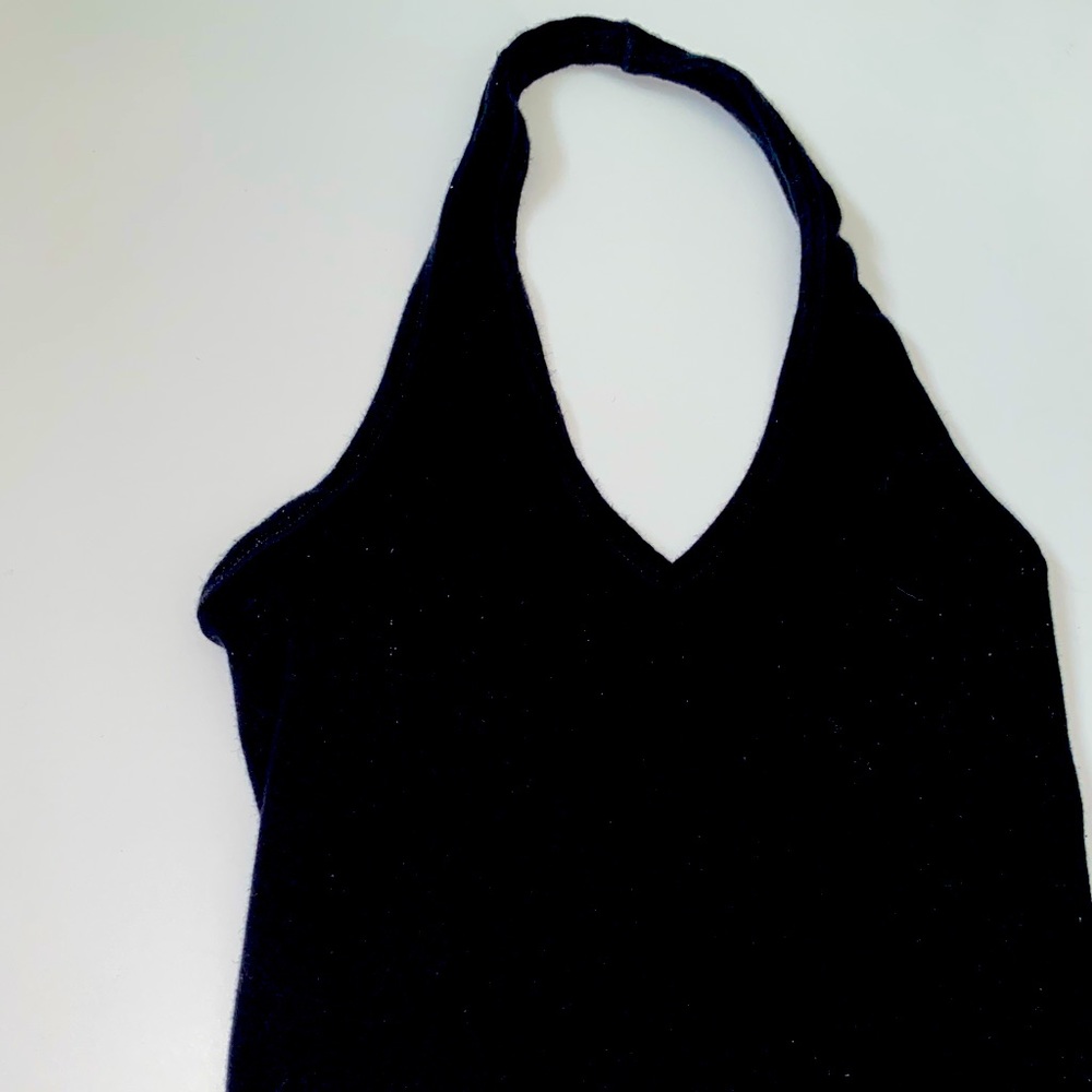 Black Halter Crop Top - Size Small
